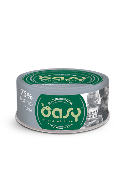 Oasy umido gatto adulto 70 g tonno in acqua di cottura, alimento complementare naturale Oasy umido gatto adulto 70 g tonno in acqua di cottura, alimento complementare naturale